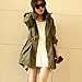 Easy Leisure Girl Army Green Military Parka Button Trench Hooded Coat Jacket