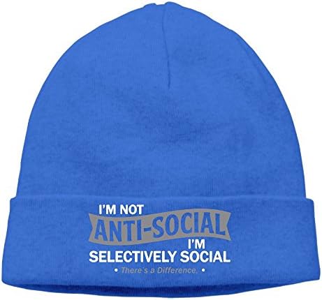 RichardLyons Men's I'm Not Anti-social I'm Selectively Social Funny Hip-Hop RoyalBlue Beanies Caps
