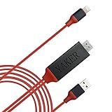 YAKER 1080p HD Lightning to HDMI Cable Adapter, 8 Pin to HDMI (Wi-Fi Don't Need) HD IPhone to TV or Projector Lightning Digital AV Adapter for IPad/IPod Projector and Watches - Play Once Plug