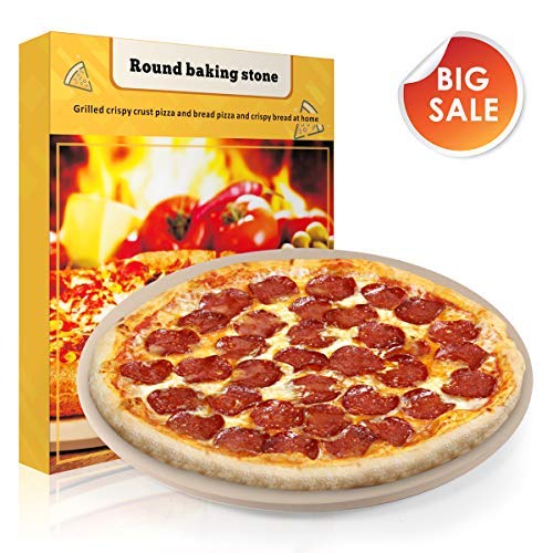 Pizza Stone, Cakie Heavy Duty Ceramic Pizza Grilling Stone, 16 Inch Round Baking Stone, Pizza Pan, Perfect for Oven, BBQ and Grill, Thermal Shock Resistant, Durable and Safe