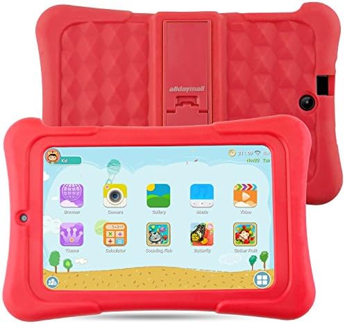 Alldaymall Kids Tablet with 64 bits Quad Core CPU, 7'' HD 1920x1200 IPS Display, 1GB RAM 16GB Flash, Android 5.1 Lollipop, HD Kids Edition w/ iWawa Pre-Installed Bundle - Red