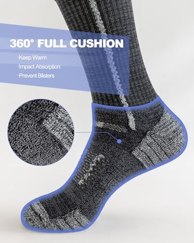 Niorasen Men's Cotton Crew Work Socks, 5 Pairs Cushioned Boot Moisture Athletic Socks for Hiking Sports Running