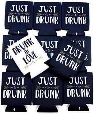 Just Drunk Can Coolers(10 pack plus 1 white for bride) by icecreaMNlove