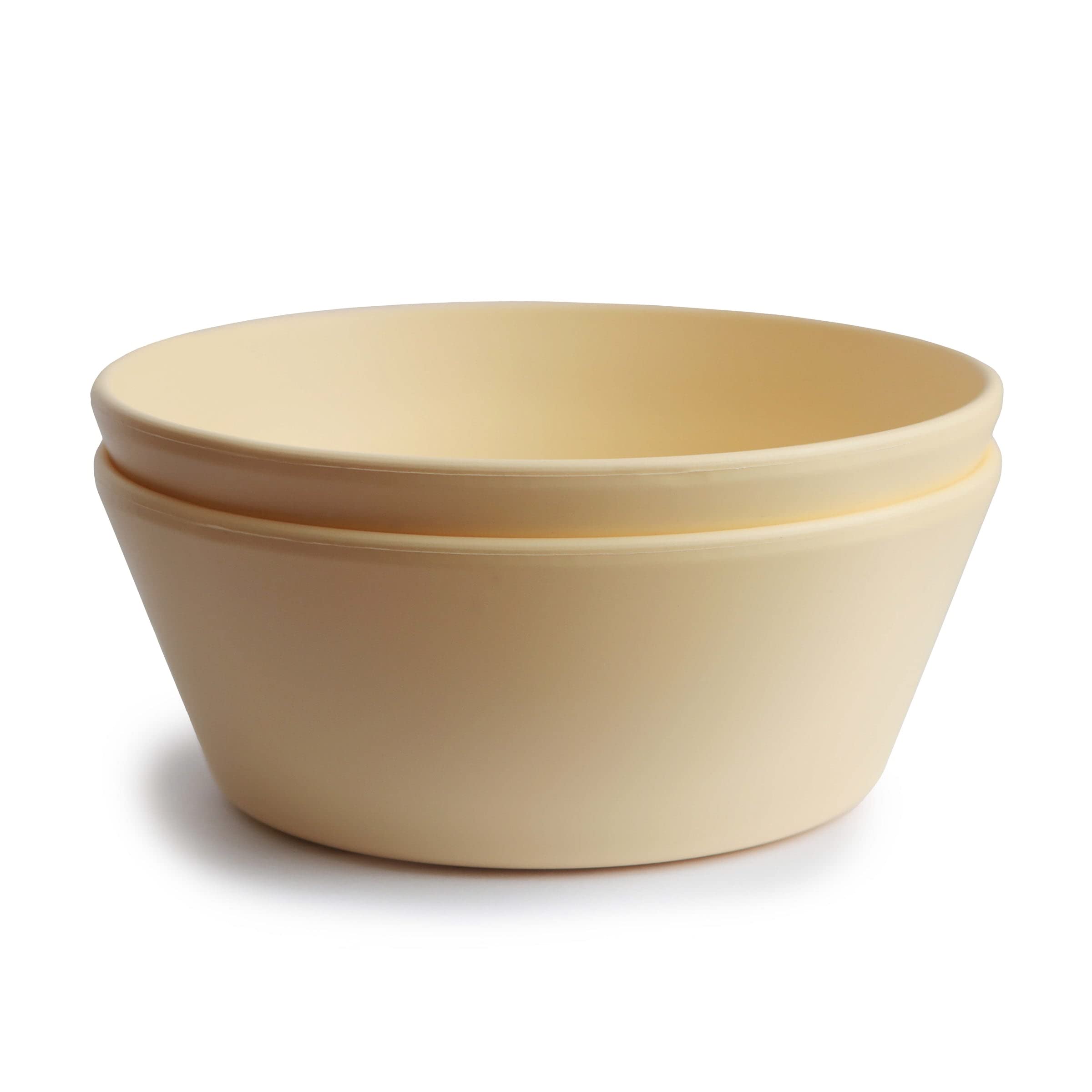 Mushie Dinnerware Bowls for Kids | Tableware Set of 2 Reusable BPA Free Bowls | Dishwasher & Microwave Safe | Made in Denmark | Round (Pale Daffodil) — image 1