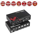 AV Access KVM Switch Switcher HDMI 2.0 4 Port, 4K60Hz YUV444 18Gbps, 4x1 USB 2.0 Keyboard/Mouse/Printer/Monitor/PC selector, Audio Out/Mic in, HDR10, Dobly Vision, Dolby/DTS, HDCP2.2, 4 Input 1 Output