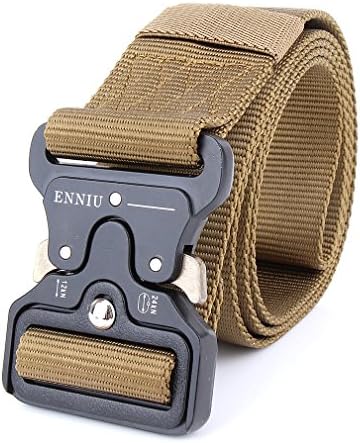 Brown Tactical Belt, Heavy-Duty Quick-Release Waist Belt Webbing Riggers Web Belt Adjustable Military Style Nylon Belts with Metal Buckle Molle System