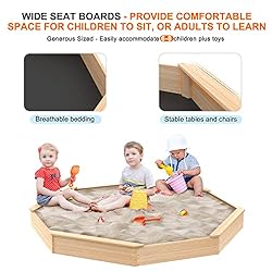 Octagon Wooden Backyard Sandbox with Cover and Seat