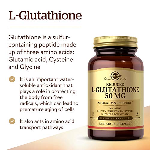 Solgar Reduced L-Glutathione 50 mg, 90 Vegetable Capsules - Antioxidant  Support - Amino Acids - Non-GMO, Vegan, Gluten Free, Dairy Free, Kosher -  90 Servings in Kenya