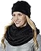Ladies' Ultra Soft Faux Fur Infinity Scarf and Hat,Black,One Size