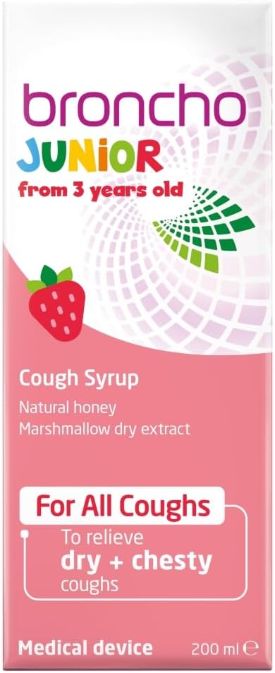 Bronchostop Junior Cough Syrup 200ml - Non Drowsy for Ages 3-11