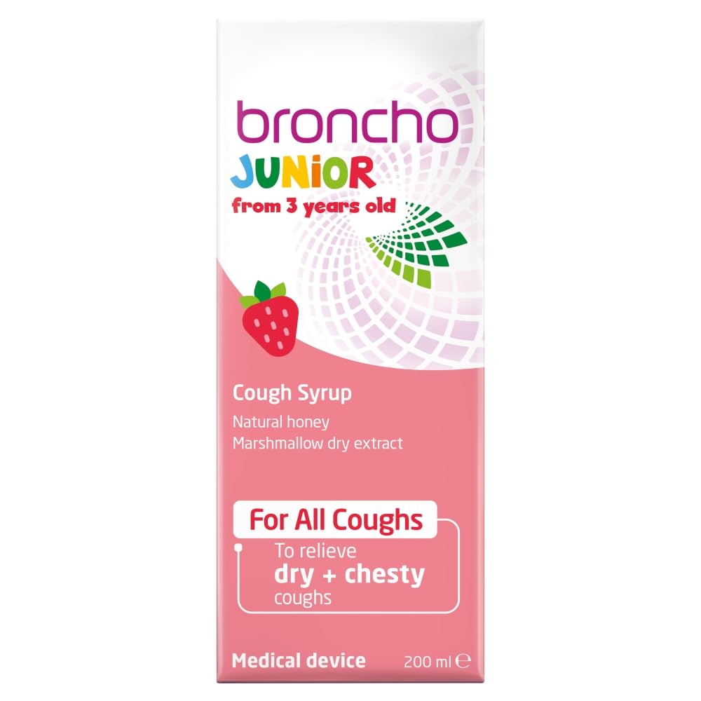 Bronchostop Junior Cough Syrup (200ml - 3 to 11 Years) - Cough Medicine For Children - Non Drowsy Cough Syrup for Kids - For Throat Mucus & Relief from Dry & Chesty Coughs - Alcohol Free