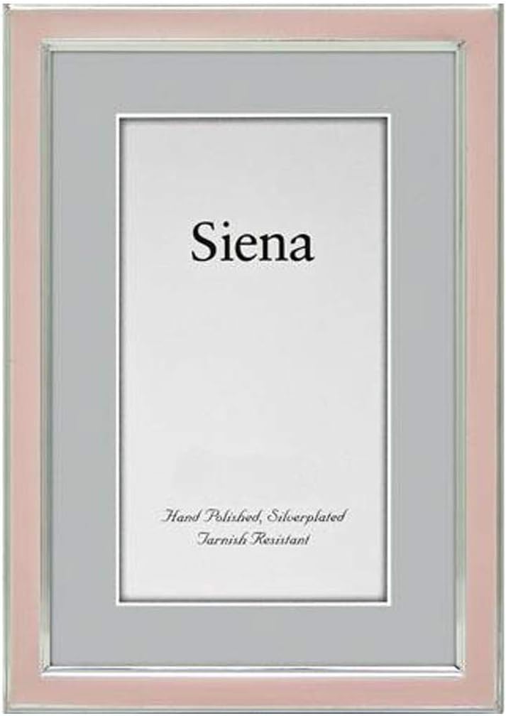 Tizo Design Siena Narrow Enamel Collection 4x6" Frame - Silver Plated Color: Pink.