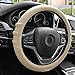 FH Group Universal Fit Silicone with Grip and Pattern Massaging Grip Steering Wheel Cover Fits Most Cars, SUVs, Trucks, and Vans Beige