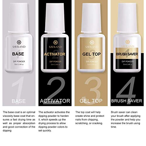 Saviland Dip Powder Nail Kit Starter, 8 Colors White Pink Glitter