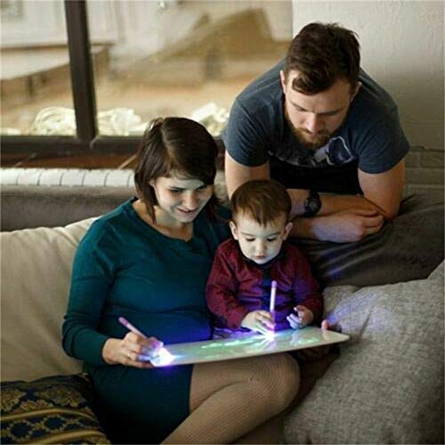Alagoo Draw with Light Fun and Developing Toy, Double Side Drawing Board with Draw with Light in Dark & Swabble Sketchpad 2 Functions Toys Gifts