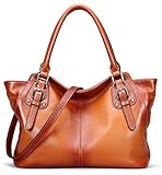 BIG SALE-AINIMOER Women Vintage Soft Genuine Leather Tote Shoulder Bag Top-handle Cross body Handbags Ladys Purse(Sorrel)