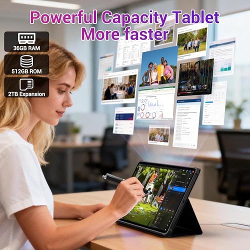 PIXGOOD 3K Tablet 13 Inches with Android 15, 36GB RAM, 512GB ROM (Extension 2TB), 4G Lte-----5G WiFi, 2940*1840UHD, 11580mAh, G99 2.2GHz, 13MP + 8MP, Touch Tablet with Keyboard, GPS4 Speaker, Grey