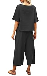 Nfsion Womens Summer 2 Piece Outfits Crewneck Half