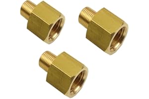 HongBoW Hardware 3pcs Brass Pipe Fitting Adapter 1/8 NPT Male x 1/4 Female NPT Pipe Adapter Brass Reducing Adaptor,Pipe Reducer