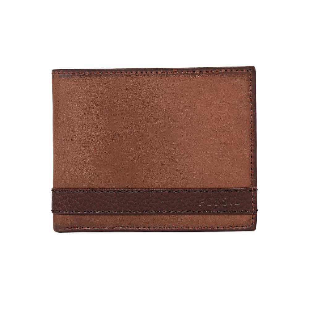 Fossil Wallet for Men Quinn, - 100% Leather Bifold brown 11.5 cm L x 2 cm W x 9 cm H ML3644200