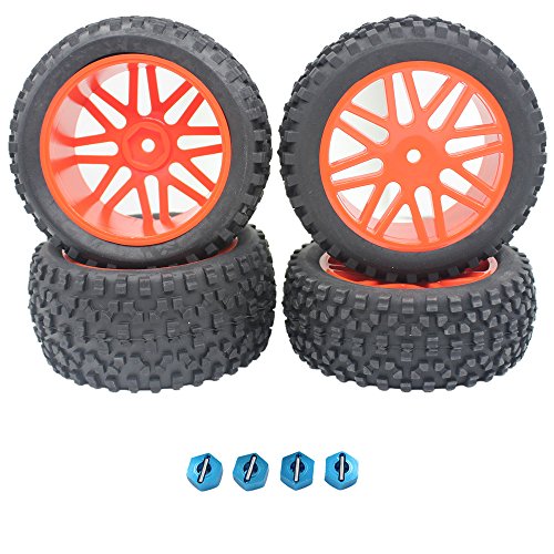 4pcs Front & Rear Wheel Complete Tires Rim For RC Redcat 1/10 Buggy Shockwave Nitro Redcat Tornado S30 EPX (PRO) HSP Backwash Warhead Spare Part
