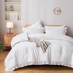 JANZAA Queen Comforter Set White Comforter 3PCS