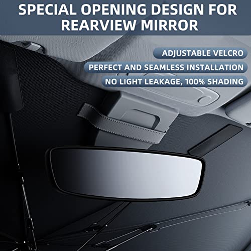 Yibaodan Car Windshield Sun Shade, Umbrella Sun Shade Protect Car from Sun Rays Damage - Blocks UV Rays Heat Keep Vehicle Cool, Fits Most Vans SUVs Truck(57\