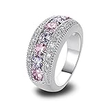 Psiroy 925 Sterling Silver Pink Topaz Eternity Band Promise Engagement Filled Ring