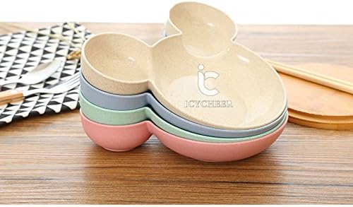 ICYCHEER Plastic Mickey Head Big Bowl Dish Of Fruits Baby Dishes Lunch Box Baby Bowl Divided Plates for Toddlers, Babies and Kids (Blue)