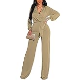 shengfan Formal Jumpsuits for Women Dressy Evening Sexy Deep V Neck Plus Size Long Wide Leg Pants Rompers Clubwear