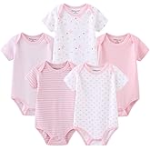Kiddiezoom Baby Bodysuit Newborn Short Sleeve baby One-Piece Cotton 5-Pack baby clothes
