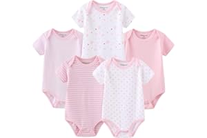 Kiddiezoom Baby Bodysuit Newborn Short Sleeve baby One-Piece Cotton 5-Pack baby clothes
