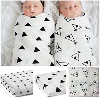 Little Tots Muslin Baby Swaddle Blankets, 47x47 (3 Pack) Triangle,Tent, Cross- 100% Organic Bamboo Blankets - Baby Shower Gift - Perfect for Nursery Sets - Unisex