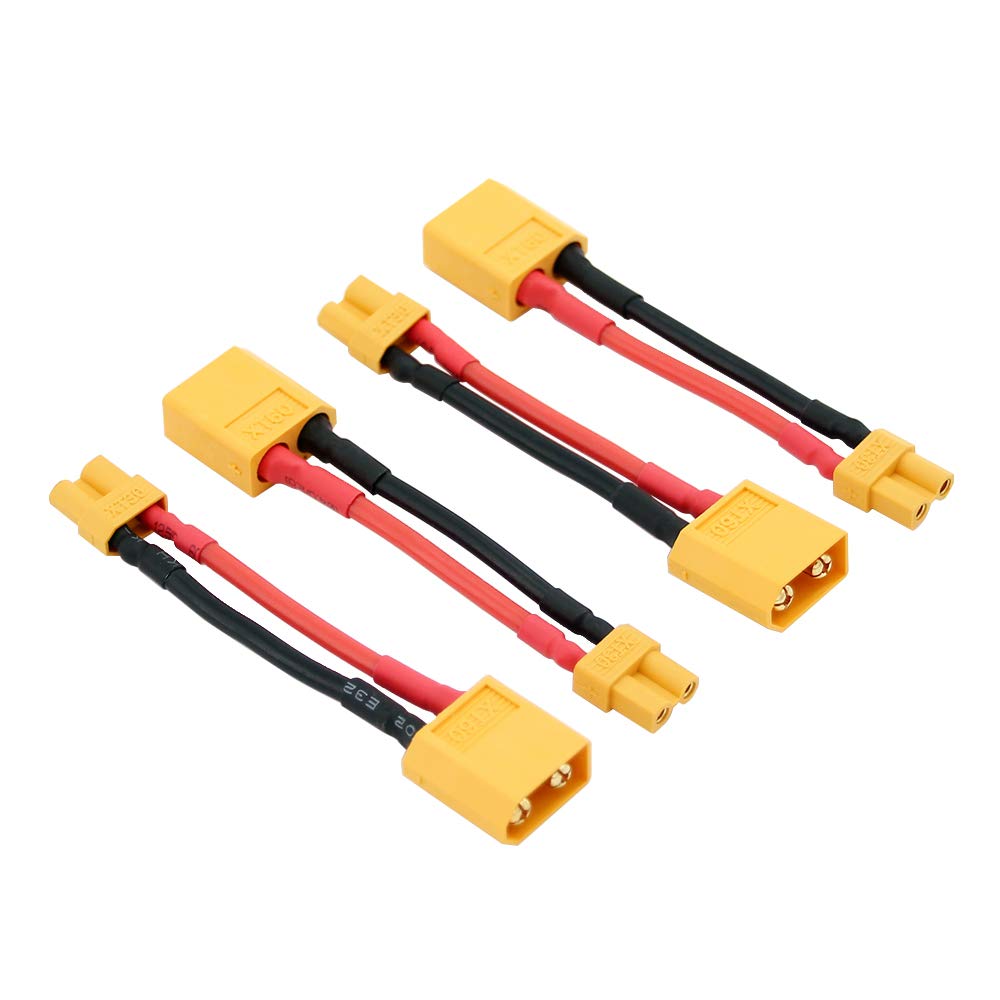 BDHI 4pcs Male XT60 to Female XT30 / XT-30 Connector Adapter with 16awg 5cm Wire(BDHI-90)
