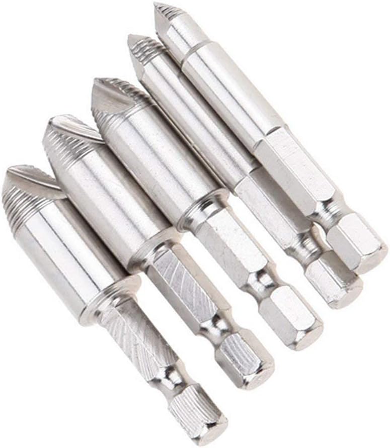Damaged Screw Extractor and Remover Drill Tool by HXLONG,Easily Remove Stripped or Damaged Screws. Made From H.S.S. 4241#,Set of 5 Stripped Screw Removers