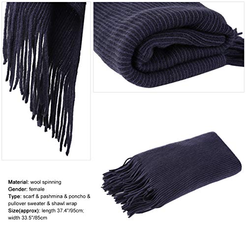 VBG VBIGER Women Knitted Poncho Warm Shawl Wrap Cape Fringed Scarf Pullover Sweater - Thumbnail 4