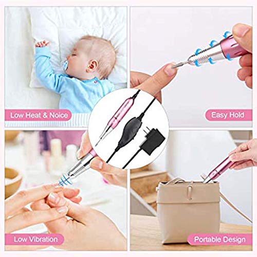 Electric Nail Drill, 20000RPM Portable Nail Drill Machine, Professional Efile Manicure Pen Sander Polisher Tools Nail file kits for Exfoliating,Manicure,Acrylic,Gel Nails