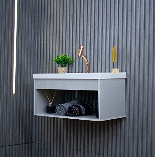 RIVERZZA Gabinete Armario para Banheiro 100% MDF com Cuba - Livorno Lineo 60cm