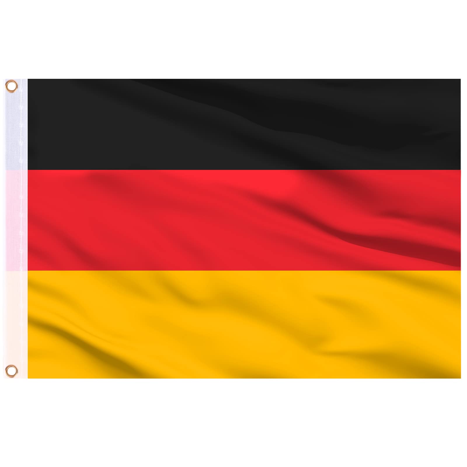 AhfuLife Germany Flag 5ft x 3ft for Party Decorations, 2Pcs Large Germania Flag Polyester Double Side with Brass Eyelets for World Cup Euro Football National Day Garden Street Indoor Outdoor