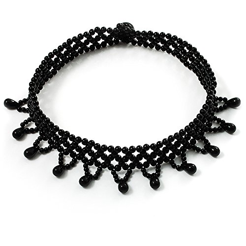 Black Acrylic Bead Flex Fancy Dress Party Choker