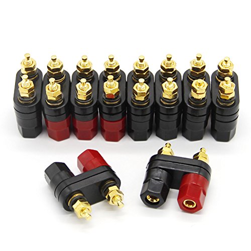 Wiwaplex 10Pcs Gold plated Insulated Terminal Binding Post Power Amplifier Dual 2-way Banana Plug Jack