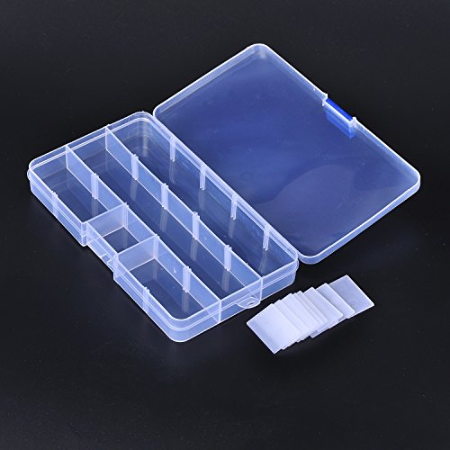 Pack of 4 Plastic Storage Box with Adjustable Dividers for Beads, Jewelry,Tools and Fishing Lures(2pc Organizer Box with 15 Grids & 2pcs Box with 6 Grids) - Thumbnail 3