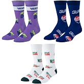 Crazy Socks - Soda &amp; Drink Brands Crew Socks, Size Large | Officially Licensed. Fits Men's 8-12 / Women's 9.5-13.5. Soft &amp; Breathable. A fun surprise for movie buffs.