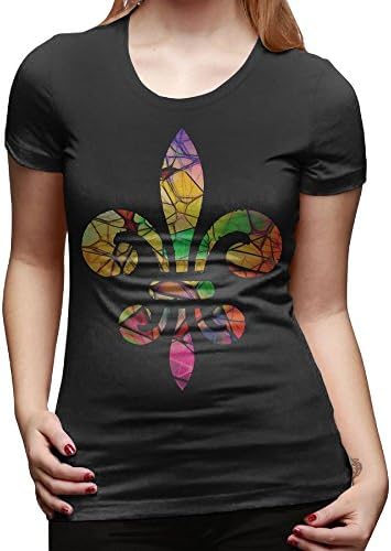 KAHNKB Sparkle Fleur De Lis Womens Basic Round Crew Neck Short Sleeve T-Shirts Tee XXL
