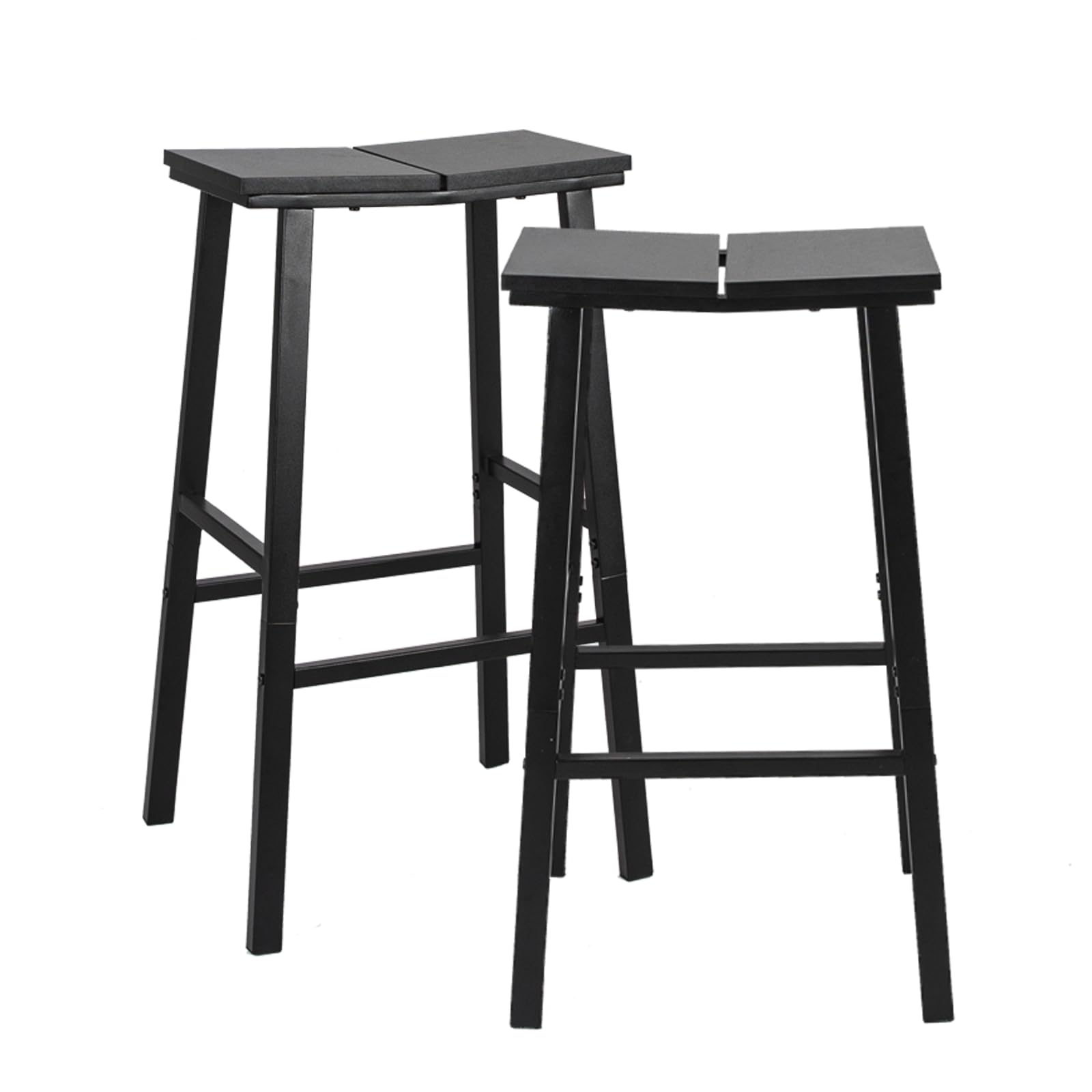 Photo 1 of VIWODS Saddle Bar Stool Set of 2, 28-Inch Bar Height Stool with Footrest, Backless Barstool Chairs for Kitchen Counter Dining Room, Black