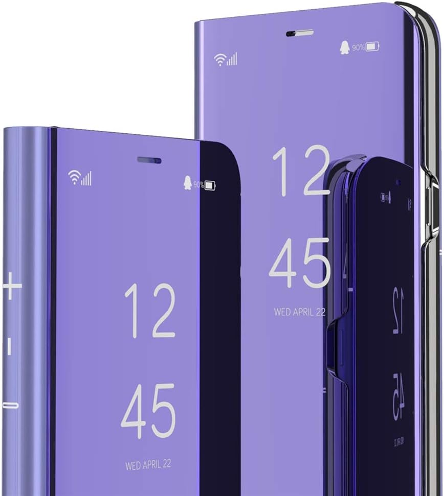 ISADENSER iPhone 2019 6.1" Case iPhone 11 Case Flip Case with Clear View Flip Plating Mirror Makeup Glitter Slim Shockproof Full 360 Body Protective Mirror Case for iPhone 11 6.1 Inch Mirror Purple