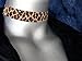 Leopard Print Suede Leather Ribbon Choker Necklace - Size Large