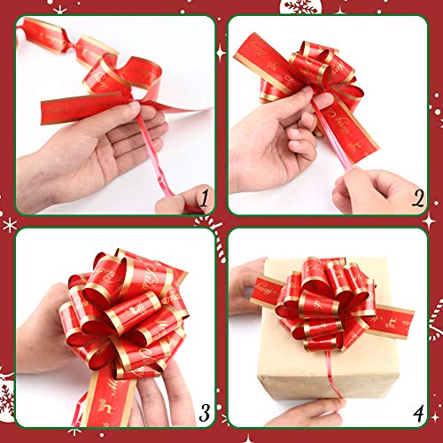 3 otters Christmas Bows, 24PCS Christmas Pull Bows 6.2inch Gift Ribbon Pull Bows, Wrapping Accessory for Xmas Present