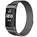 CAVN Compatible Fitbit Charge 3 / Charge 3 SE Bands Women Men Small Large, Metal Milanese Loop Stainless Steel Replacement Accessory Straps Bracelet Compatible Fitbit Charge 3 Fitness Tracker
