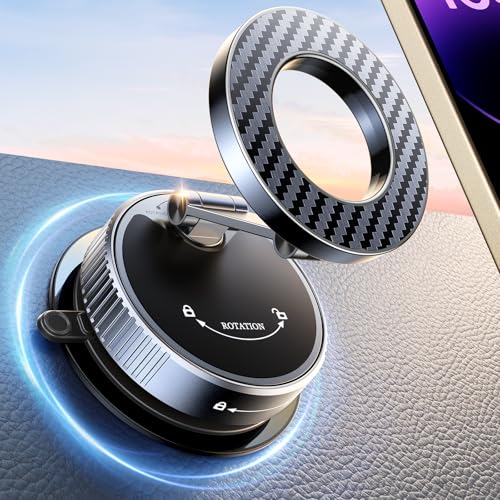 Mohard 2026 Magnetic Phone Holder for Cars, [Nano Gel+Vacuum Suction] Car Phone Holder, 360° Adjustable Foldable & 2400GF Strong Magnet Dashboard for MagSafe Car Mountings, for iPhone 17/16/15/14/13